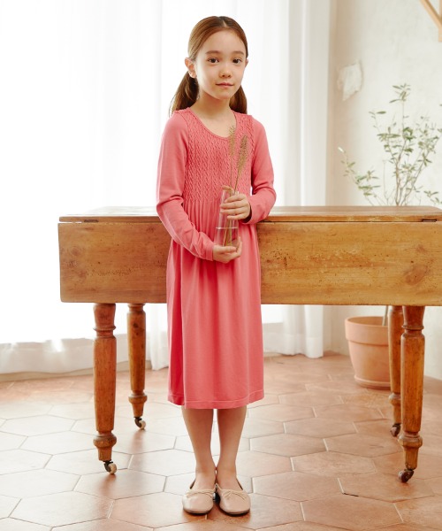 키즈 베이직스마킹 롱슬리브 드레스(7-9세)